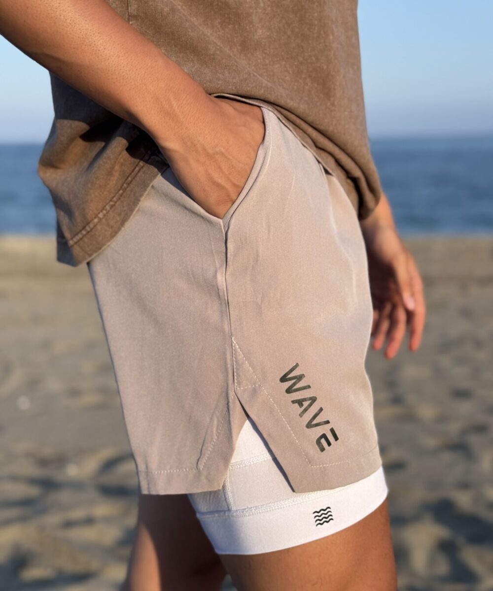 SHORT CON MALLA COMPRESIÓN | BEIGE