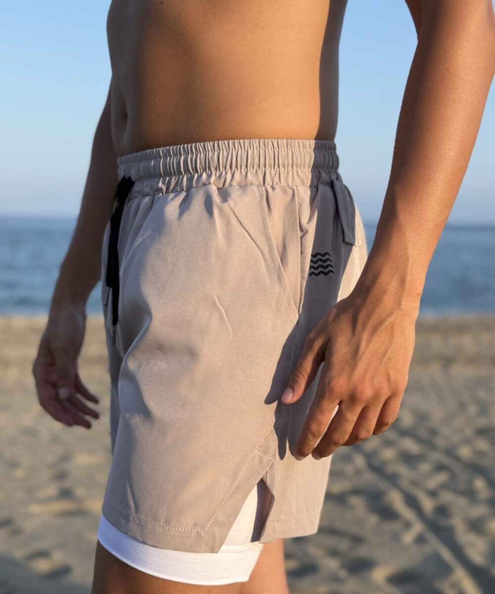 Alternative view of SHORT CON MALLA COMPRESIÓN | BEIGE